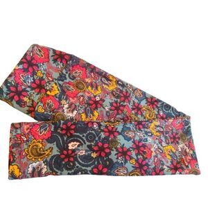 1249 LuLaRoe Leggings Size OS Grey Pink Floral Print New